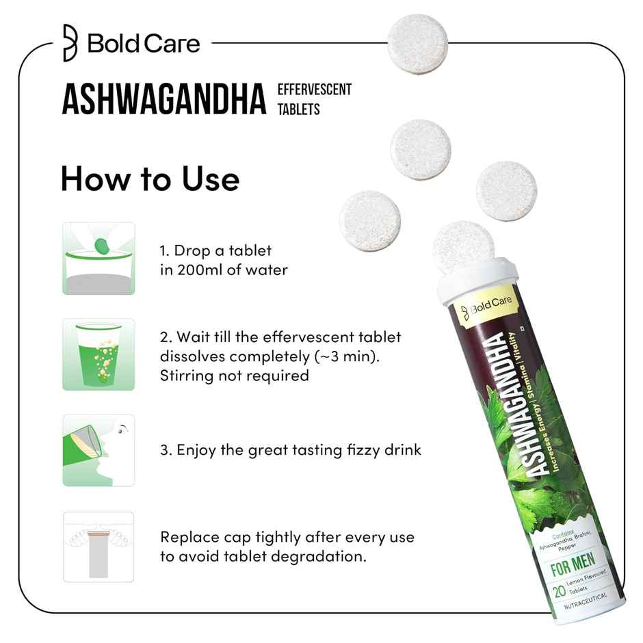 Bold Care Ashwagandha Effervescent Natural Testo Booster