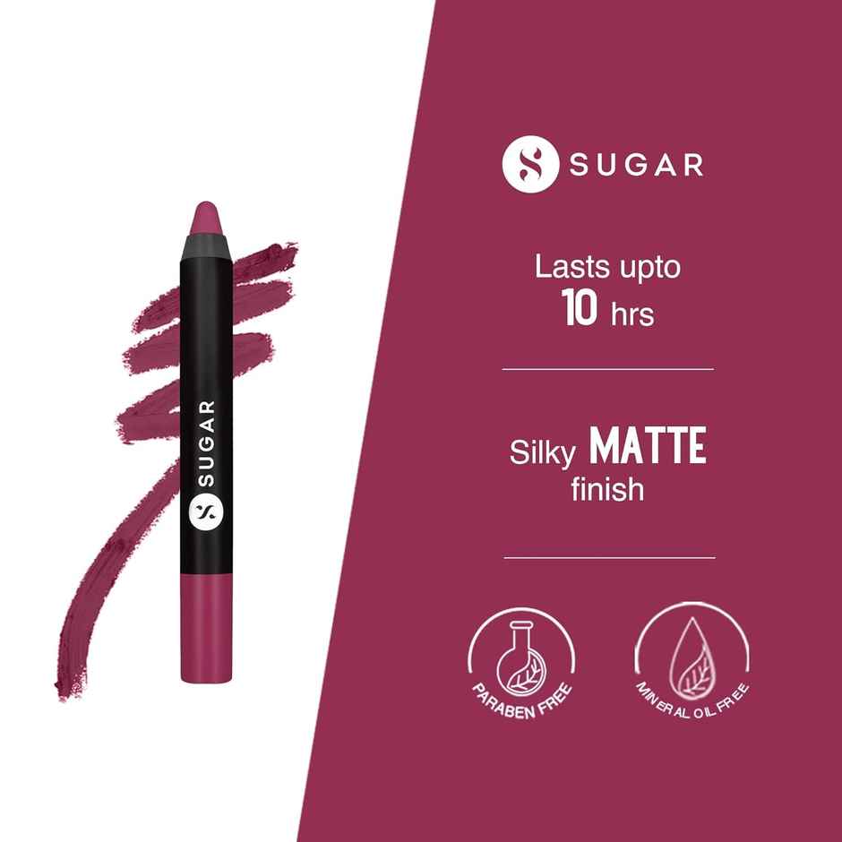 SUGAR Cosmetics Matte As Hell Crayon Lipstick - 32 Miss Rosa