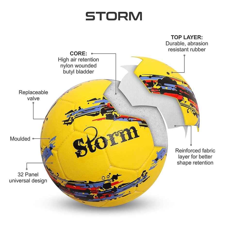 Nivia Storm Moulded Football | Size 5 | Yellow