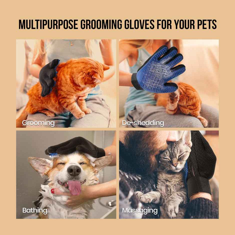 Urbanfix Pet Hair Gloves Flexible Grooming Gloves for Loose Fur Removal & Massaging Pets - Assorted