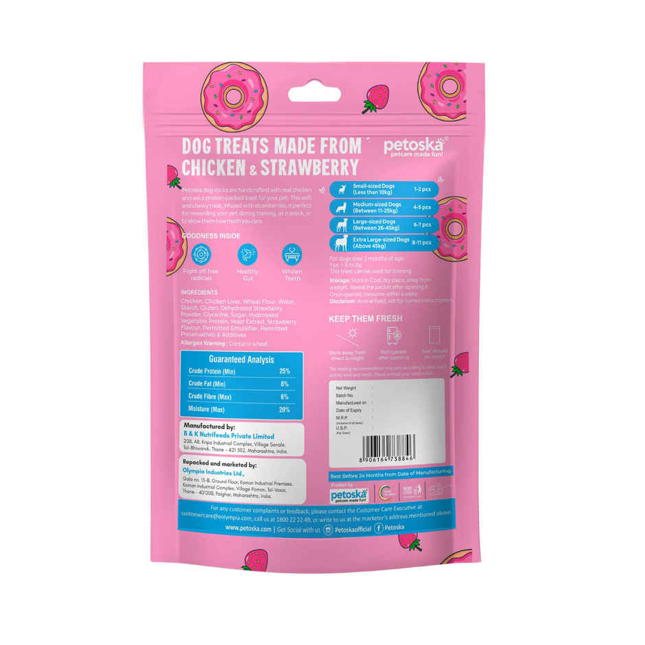 Petoska Dog Treats Chicken and Strawberry Mini Donuts