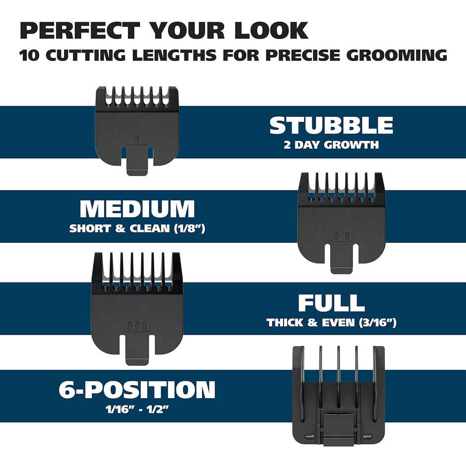 Trimmer for Men | For Beard | 1 hour Runtime | Carbon Steel Blade | 10 Length Settings | Black
