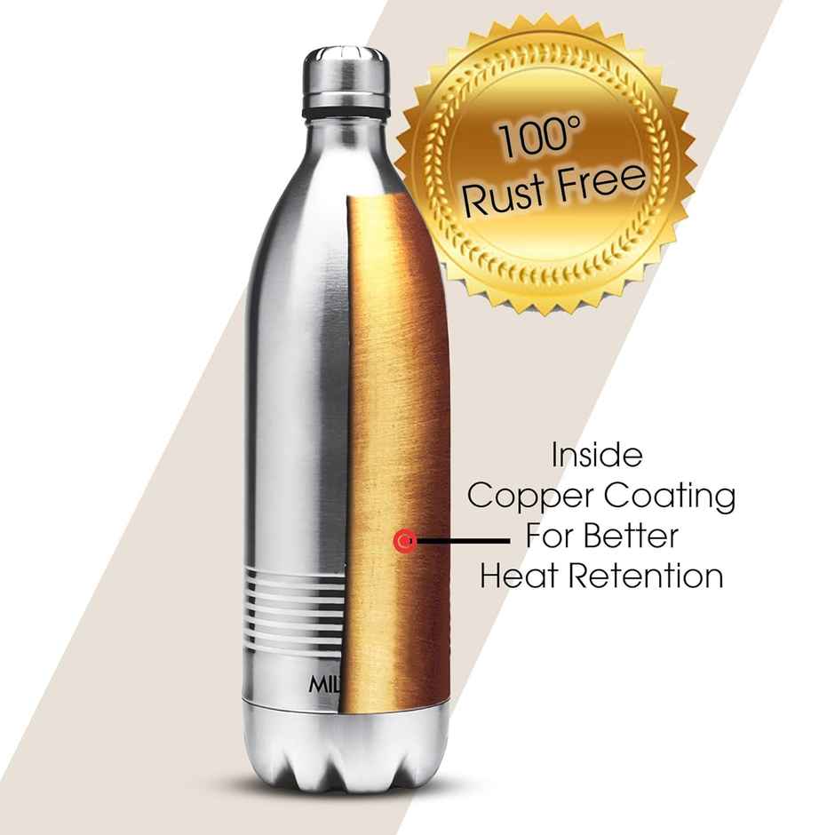 Milton Duo Dlx 500 Thermosteel Bottle | 500 ml Water Bottle | 24 Hours Hot And Cold | Silver