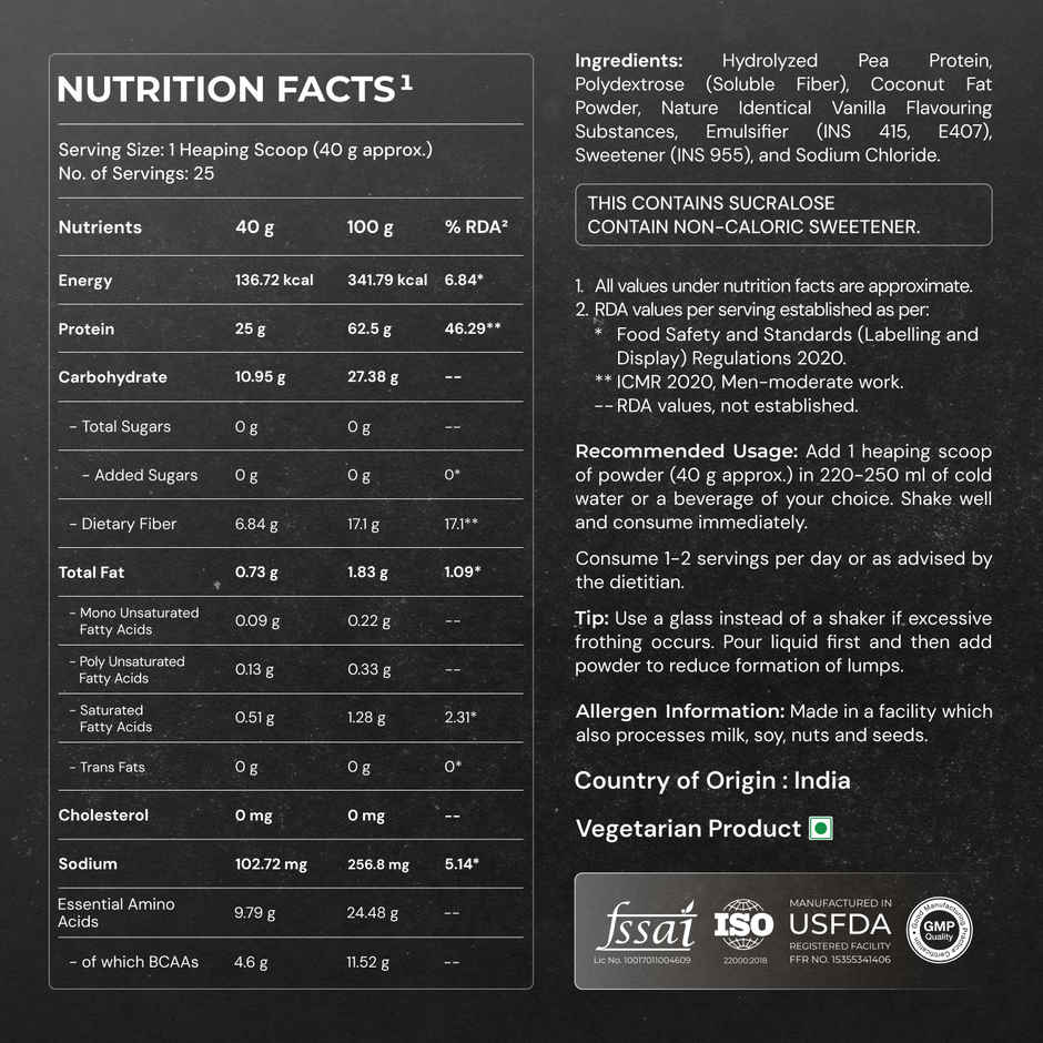 Nutrabay Gold Pea Protein Powder | 25g Pea Protein, 4.6g BCAA | French Vanilla