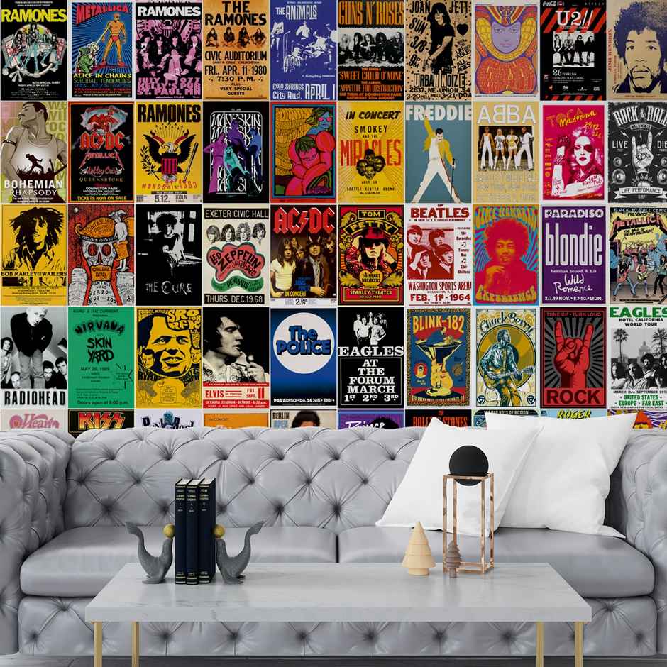 Paper Plane Design Rock Band Wall Posters Collage | Set of 120 | (4 Inch x 6 Inch) D3