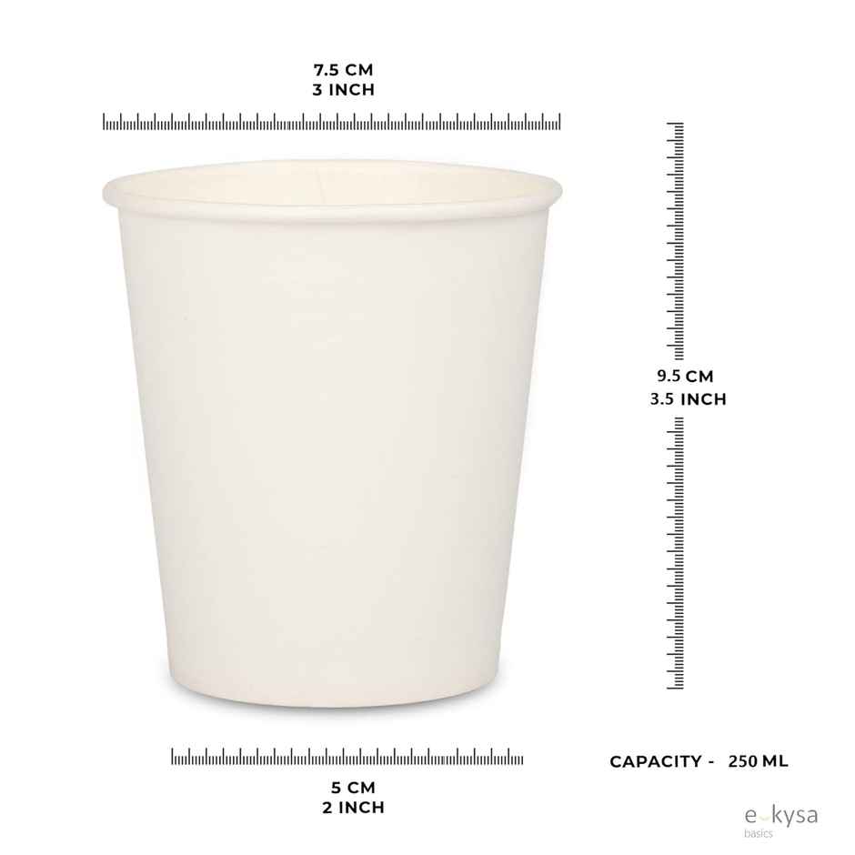 Disposable Premium Paper White Glass | 250 ml | Pack of 25 | 280 GSM | Tempware