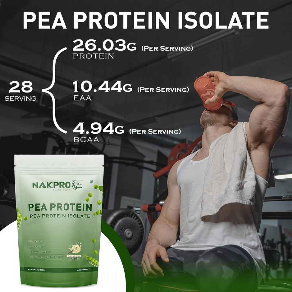Nakpro 100% Pea Protein Isolate Vanilla - 26G Protein 4.9G Bcaa