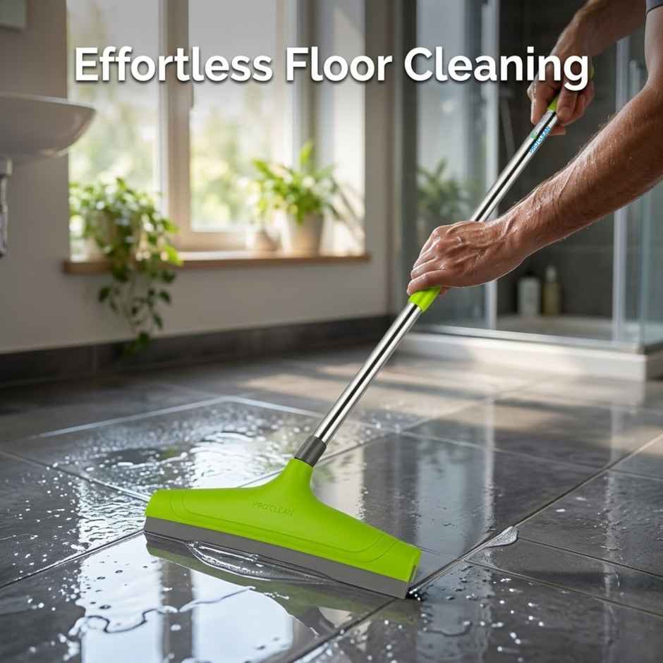 Proclean Bathroom Wiper | 12 Inch | with Handle -31 Inch | Green