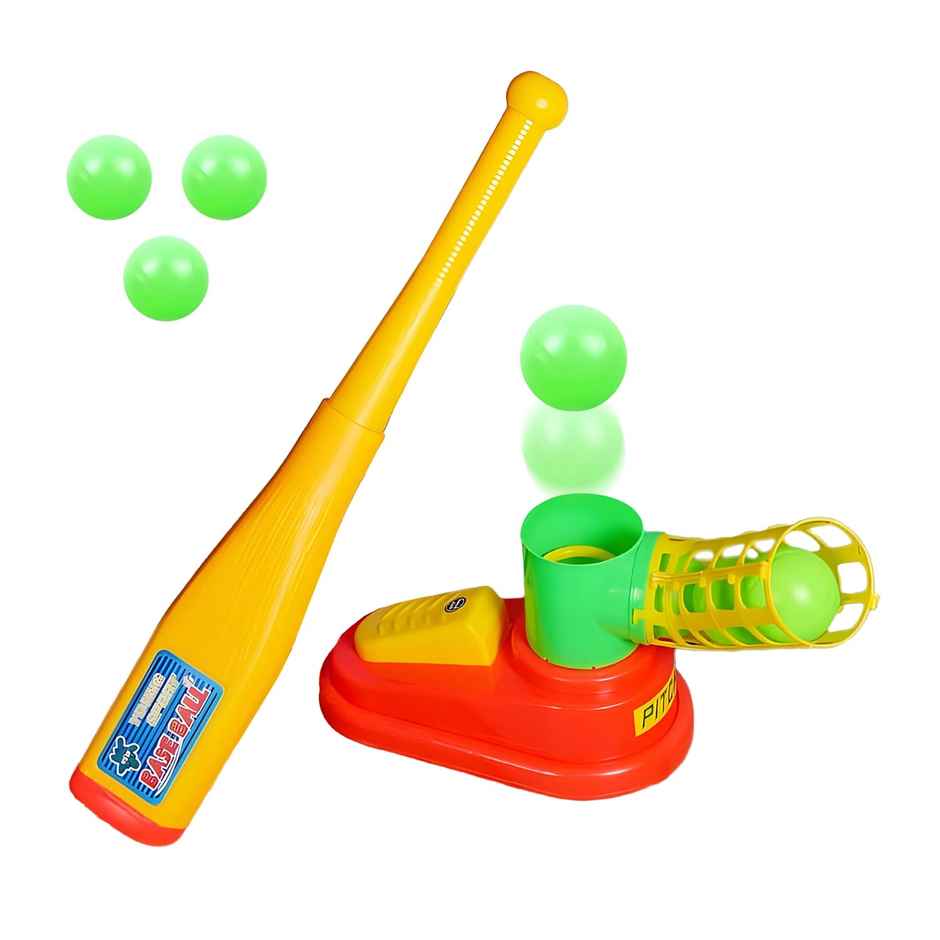 Toyshine Automatic Plastic Pitcher Game Set with Bat and 3 Balls - Assorted