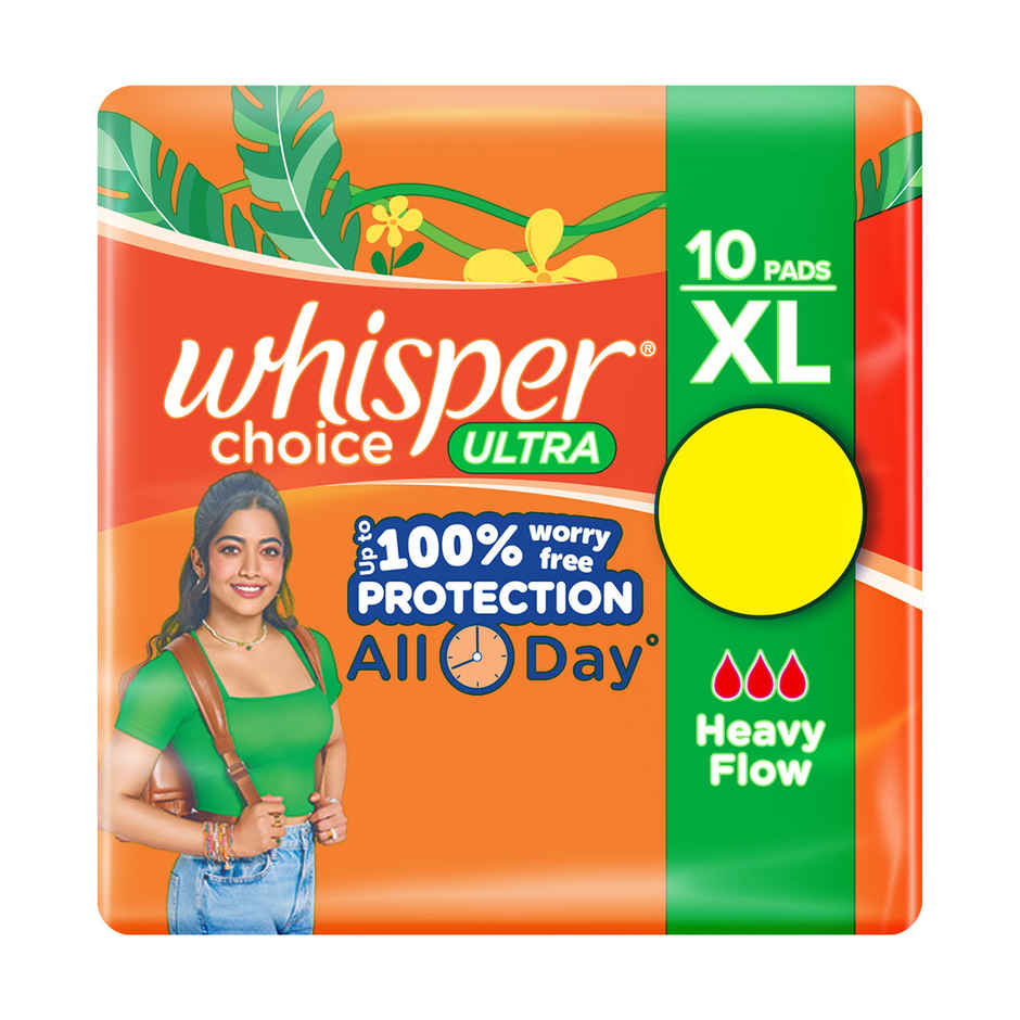 Whisper Choice Sanitary Pads with Wings for Women | XL | 10 pcs