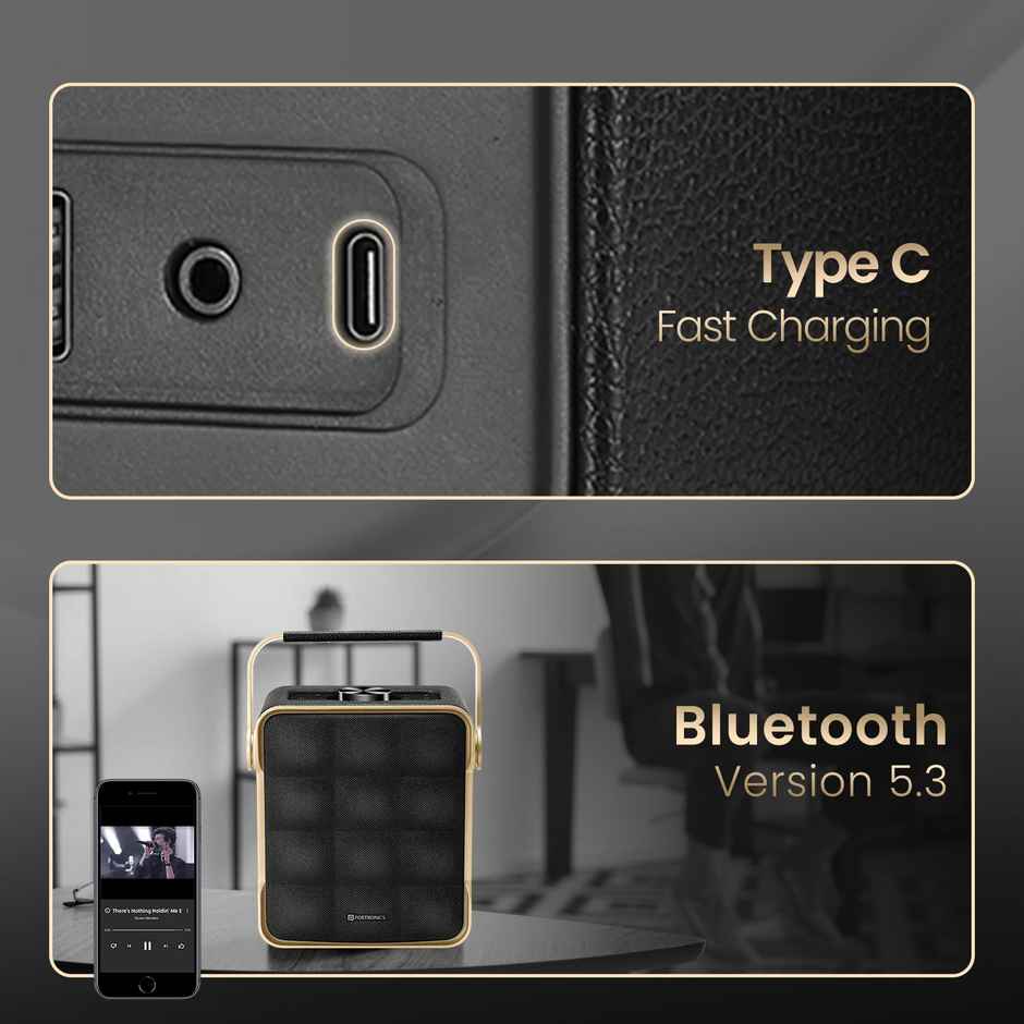 Portronics Harmony II 60W HD Sound Portable Bluetooth 5.3V Speaker, Bass Boost Technology (Gold)