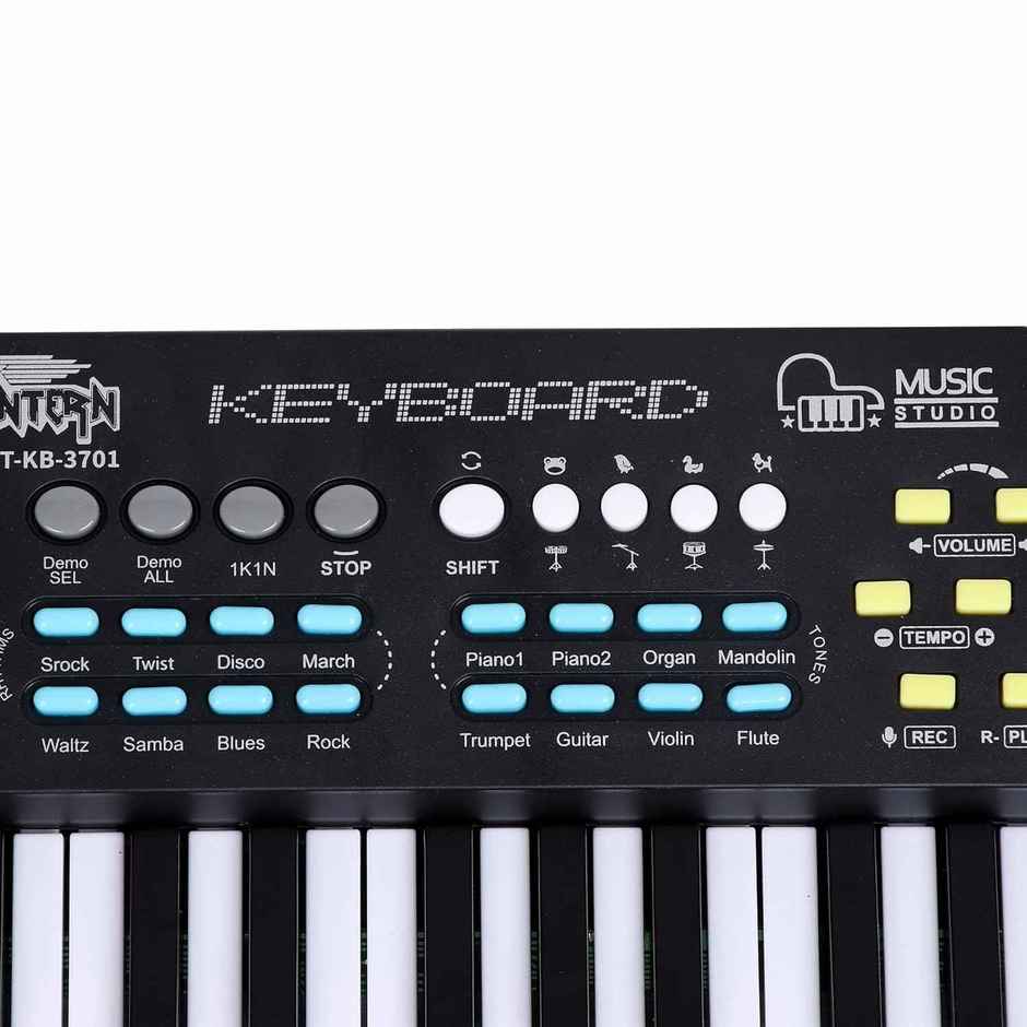 Intern 37 Keys Portable Mini Piano Keyboard | Microphone And 5V Dc Power Adapter|Black
