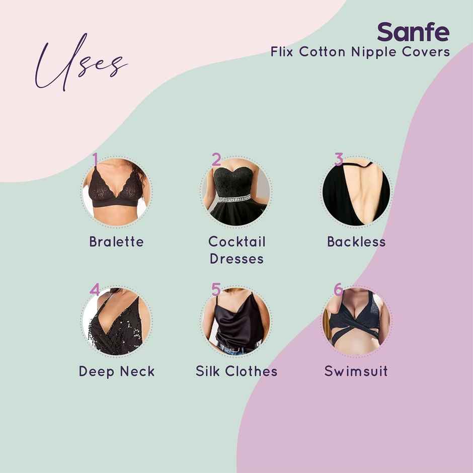 Sanfe Flix Cotton Nipple Covers for Women | Disposable | Breathable | No Show | White