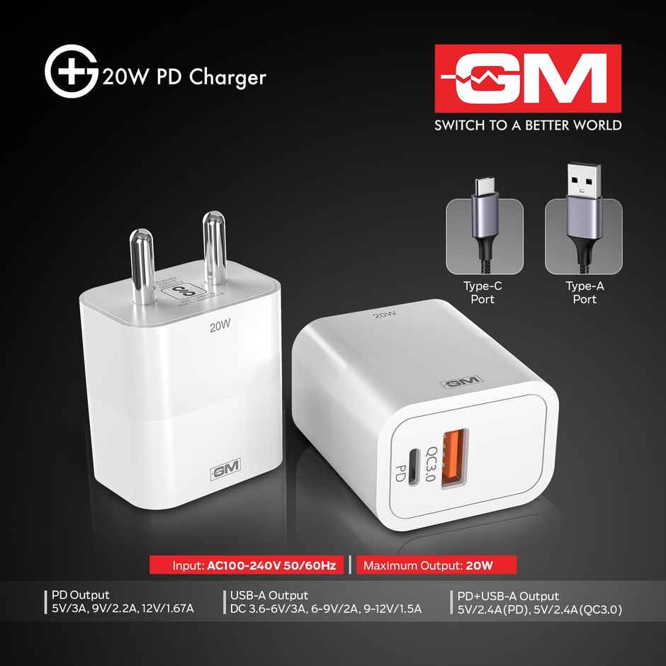 GM G+ 20W Dual-Port Charger