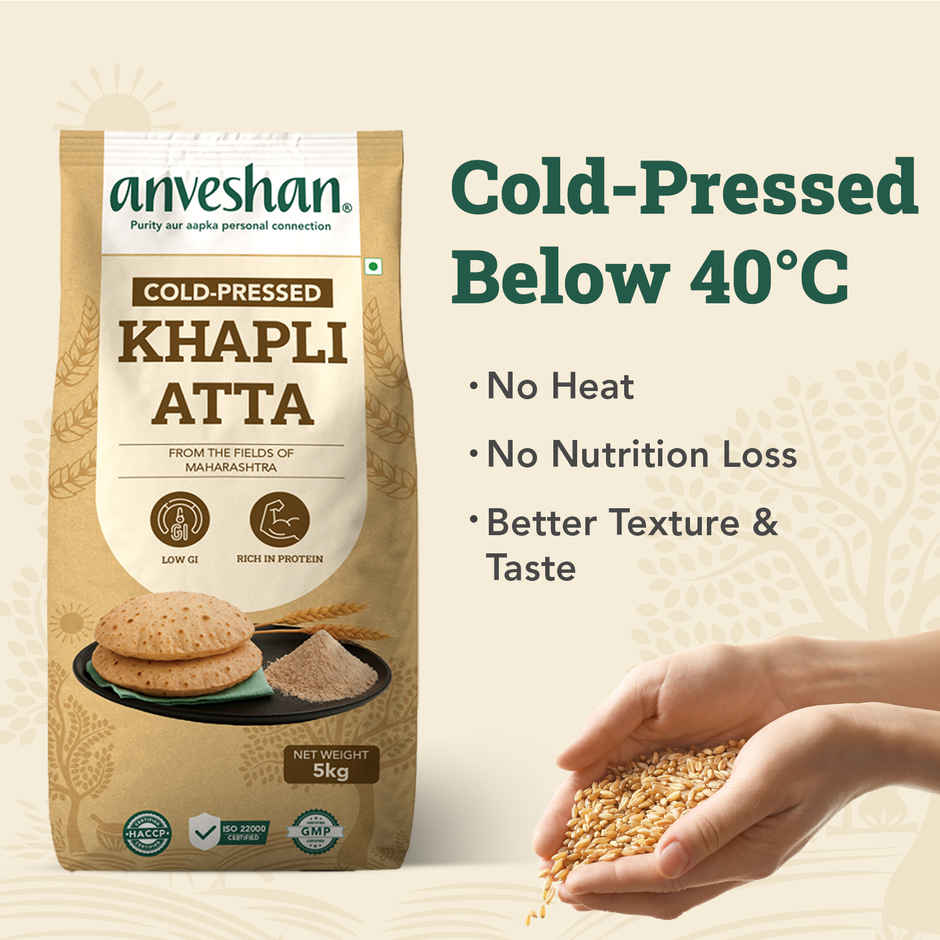 Anveshan Cold-Pressed Khapli Atta | High Dietary Fiber for Easy Digestion