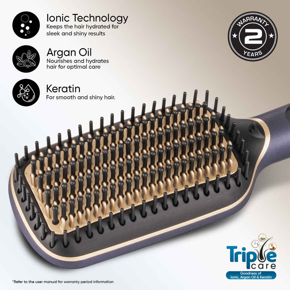 Vega Litstyle L1 Hair Straightener Brush with Up to 12 Hrs Straightening Effect, (VHSB-06)