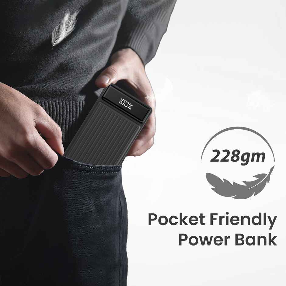 Portronics Luxcell B 10K 10000 mAh 22.5W Fast charging Power Bank, Ultra Slim Power Bank (Black)