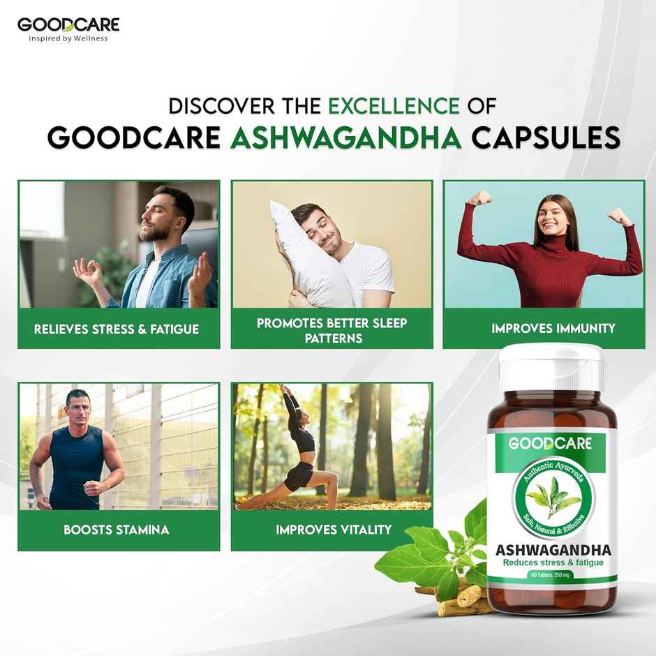 Goodcare Ashwagandha Ayurvedic Tablet To Reduce Stress And Fatigue 60 Tablets