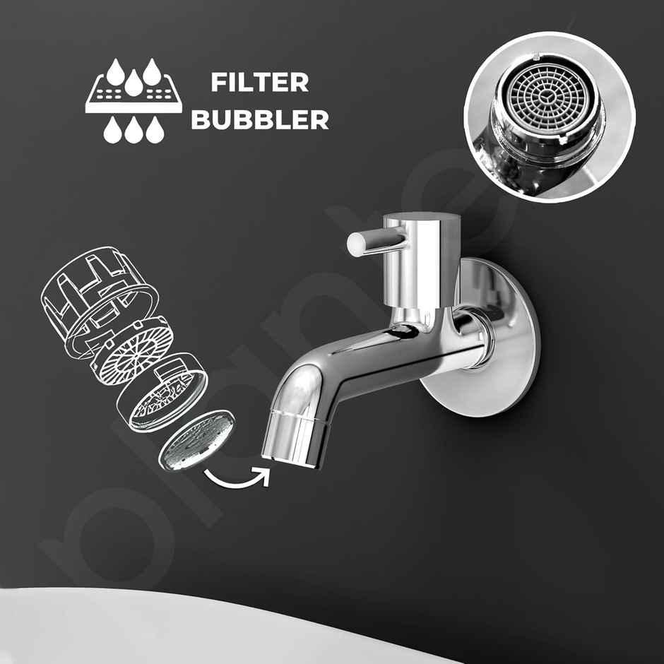 Plantex Single Lever Long Body Bib Cock Tap for Wash Basin with Wall Flange - Chrome Finish