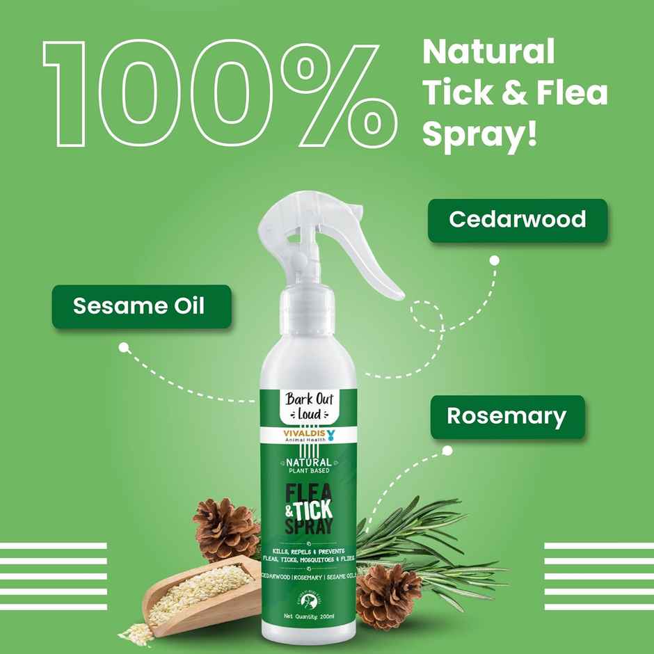 Bark Out Loud Natural Tick and Flea Spray | For Dogs and Cats Combo 