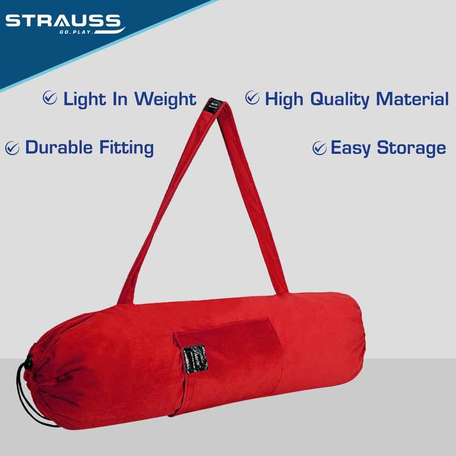 Strauss Velvet Yoga Mat Bag with Shoulder Strap, (Red)