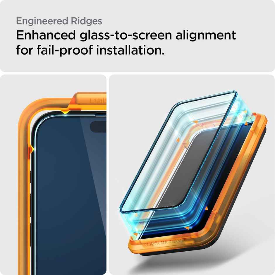 Spigen Alignmaster Full Coverage Tempered Glass Screen Protector Guard - Iphone 15 Pro - 2 Pack
