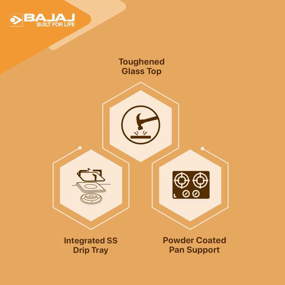 Bajaj 2 Burners Glasstop Gas Stove Ucx 2b