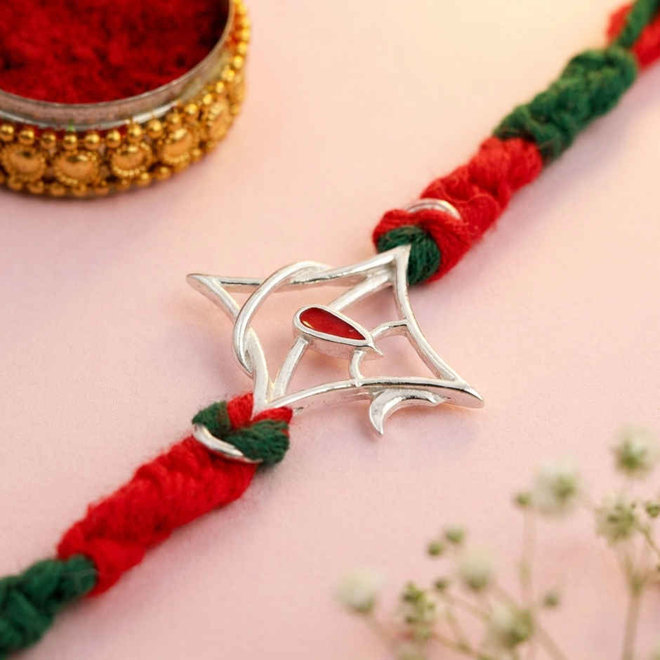 Shiv Tilak 925 Sterling Silver Rakhi for Brother | Pack of 1 | Voylla Precious