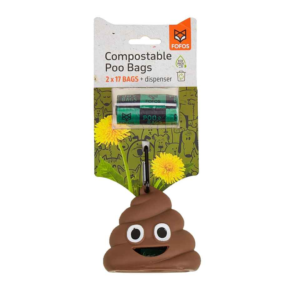 FOFOS Poop Bag Dispenser Set (34 Bags and 1 Dispenser) Biodegradable Bags | Leak Proof Waste Bags