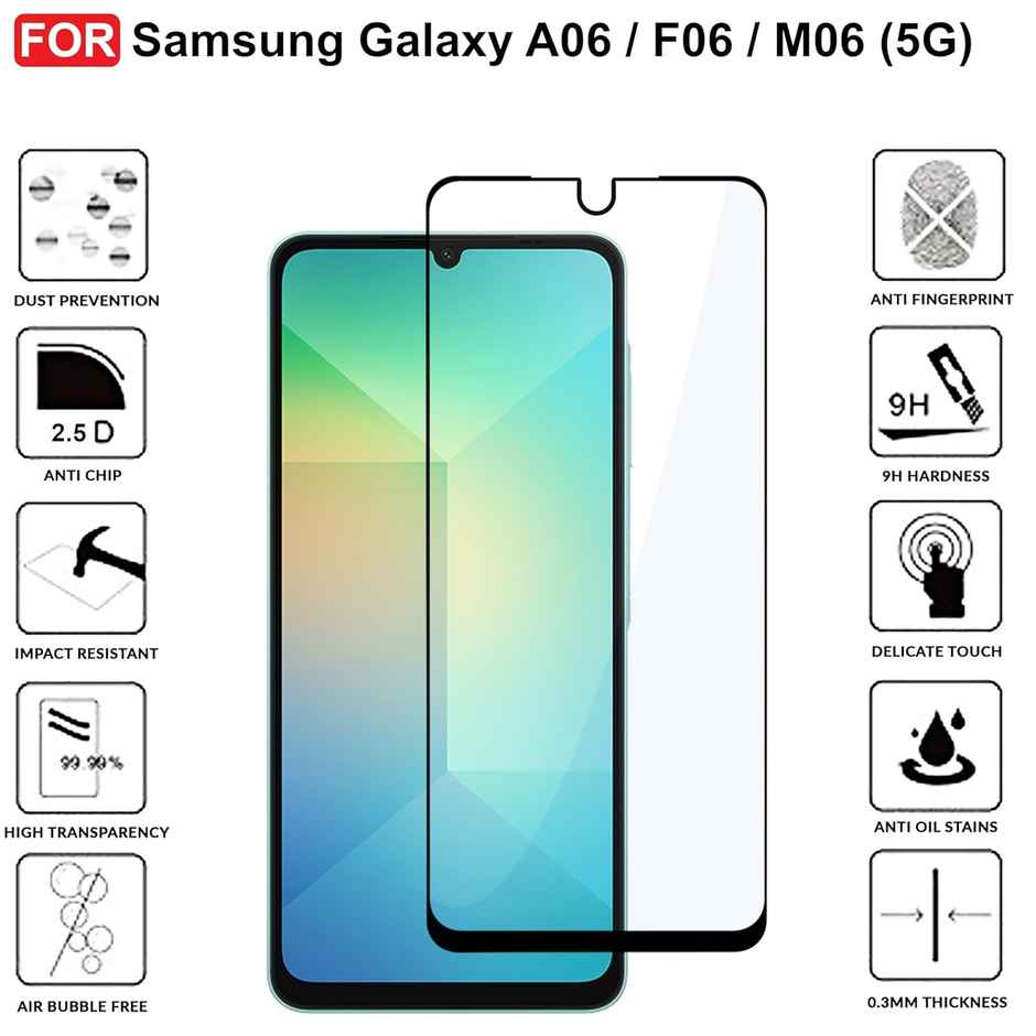 Artistque Tempered Glass for Samsung Galaxy F06 | A06 | M06 Screen Protector Guard