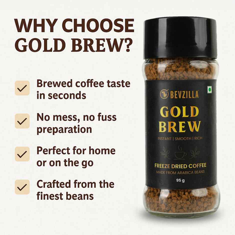 Bevzilla Gold Brew Freeze Dried Instant Smooth Rich Coffee Powder