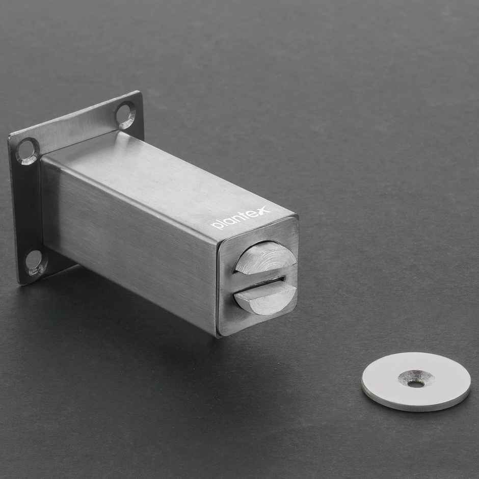 Plantex SS Wall-Mounted Door Stopper (Matt Silver, Pack of 1)