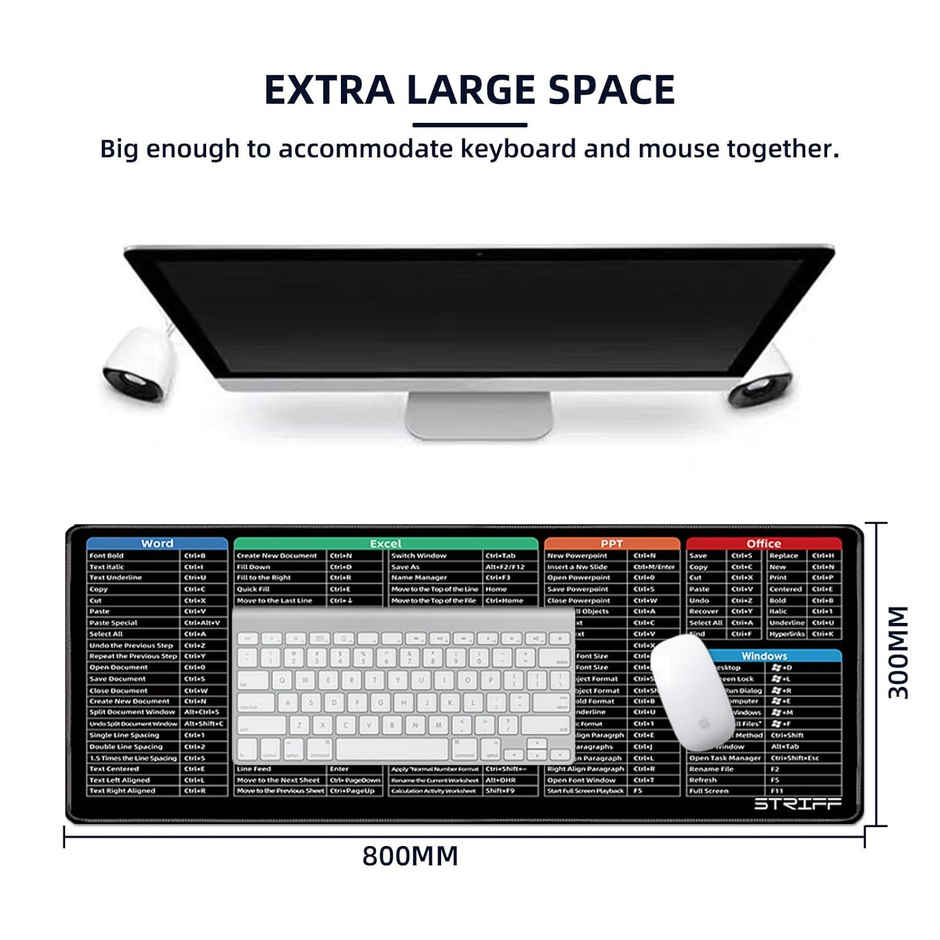 Striff Windows & Office Keyboard Shortcuts Desk Mat, Extended Size , Gaming Mouse Pad