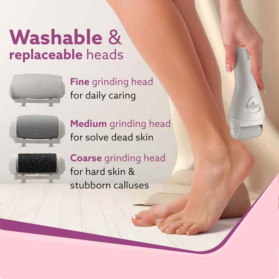 Agaro Callus Remover With 3 Interchangeable Head Rollers, Foot Scrubber For Callus & Dead Skin
