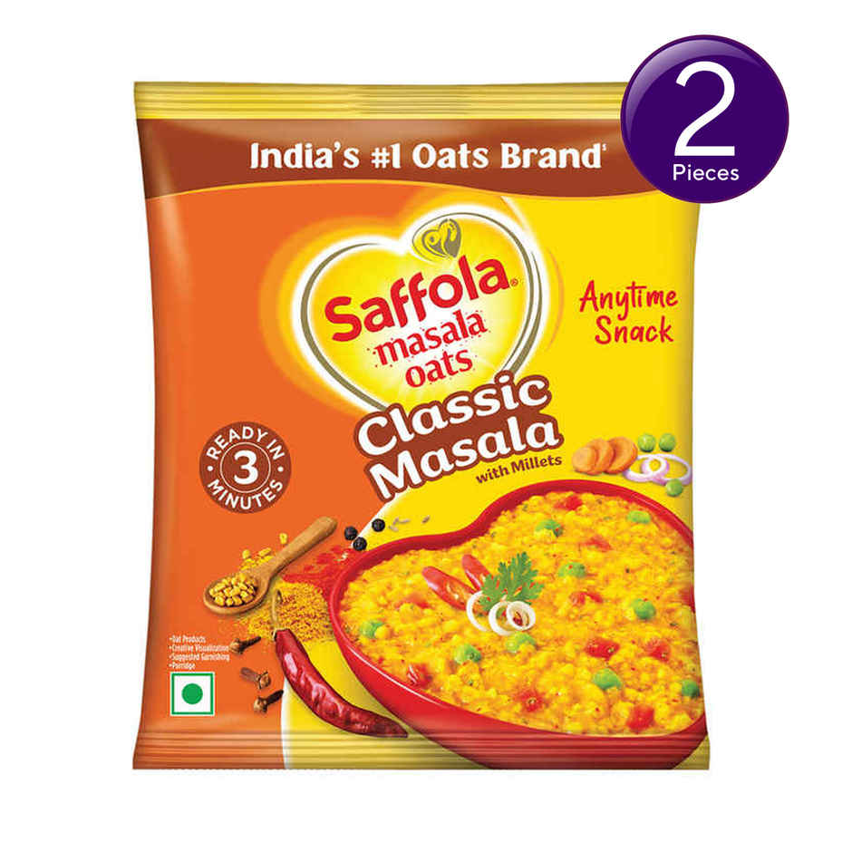 Saffola Masala Oats |Classic Masala | Anytime Snack | Ready in 3 mins | Millets Goodness Combo