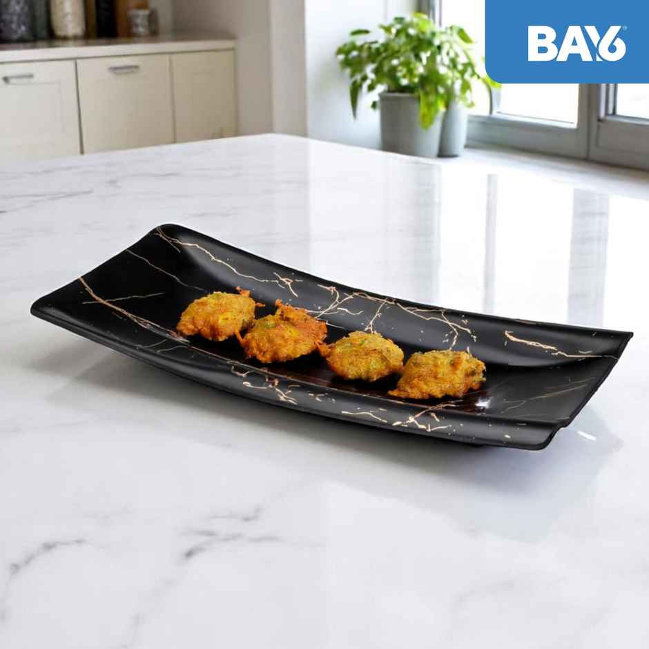 BAY6 Melamine Platter - Oheo Large - 12*7 Inch - Black Static