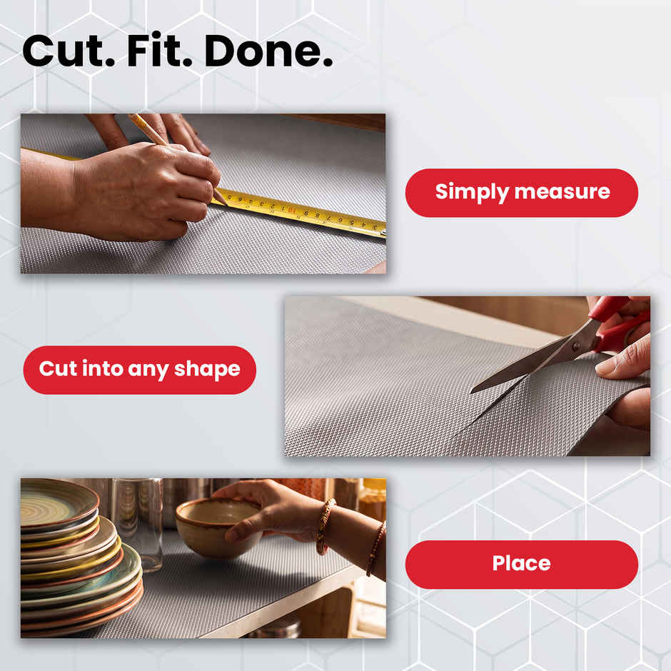 Senego Anti Slip Mat | 10 m | Shelf Liner Mat for Kitchen/Cupboard/Drawers | 60 cm x 10 m | Grey | EVA, BPA Free