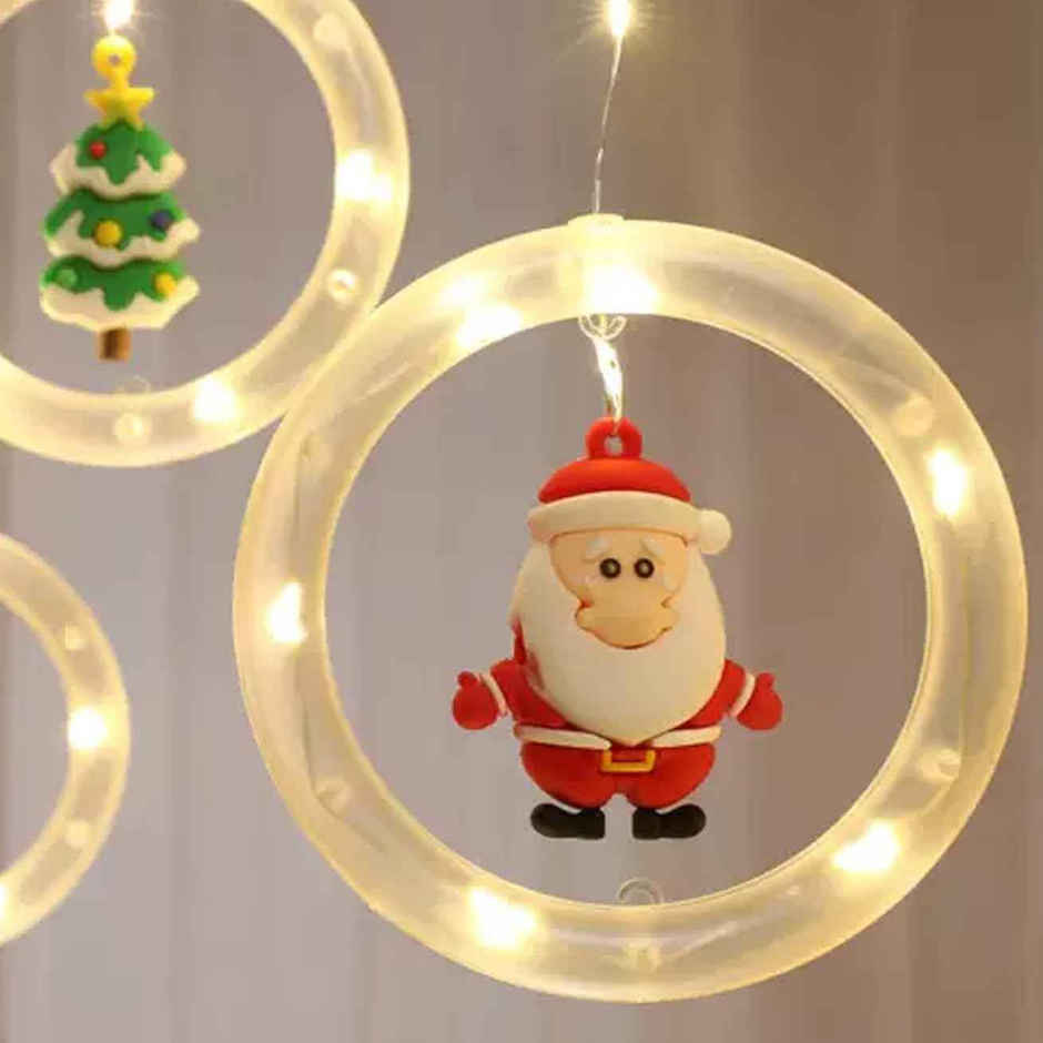 Quace Ring Santa Curtain Light