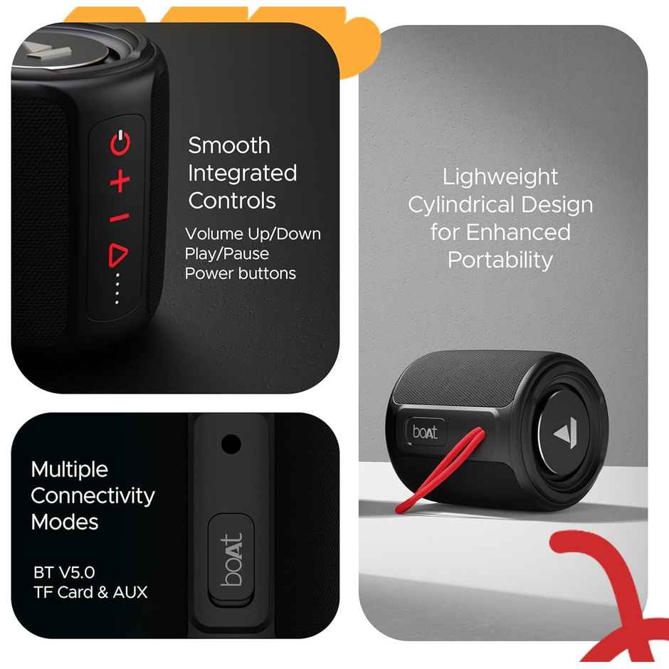 boAt Stone 352 Bluetooth Speaker w/ 10W RMS Stereo Sound & IPX7 Water Resistance (Raging Black)