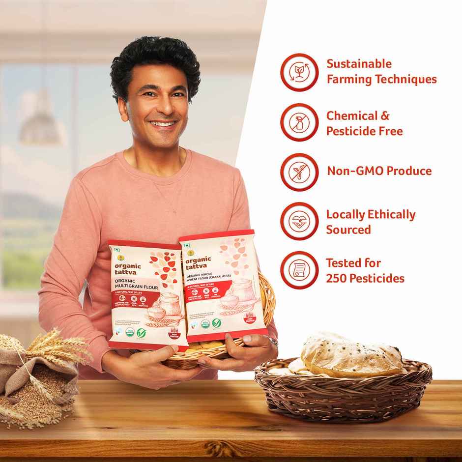 Organic Tattva Whole Wheat Flour | Chakki Atta | 0% Maida