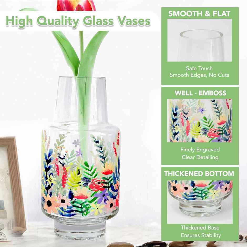 Ekhasa Crystal Clear Glass Vase Flower Pot For Home Decoration | Center Table Decorative Items