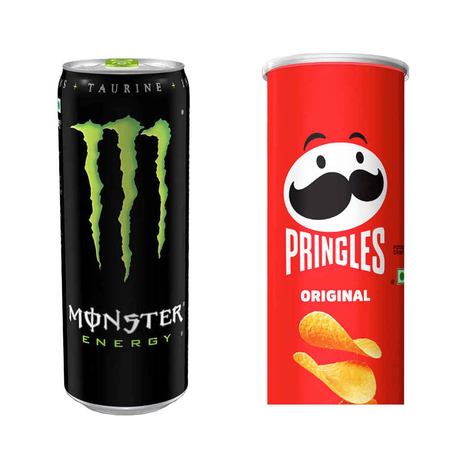 Monster Energy Drink(350ml) & Pringles Potato Crisps Original(134gms) Combo