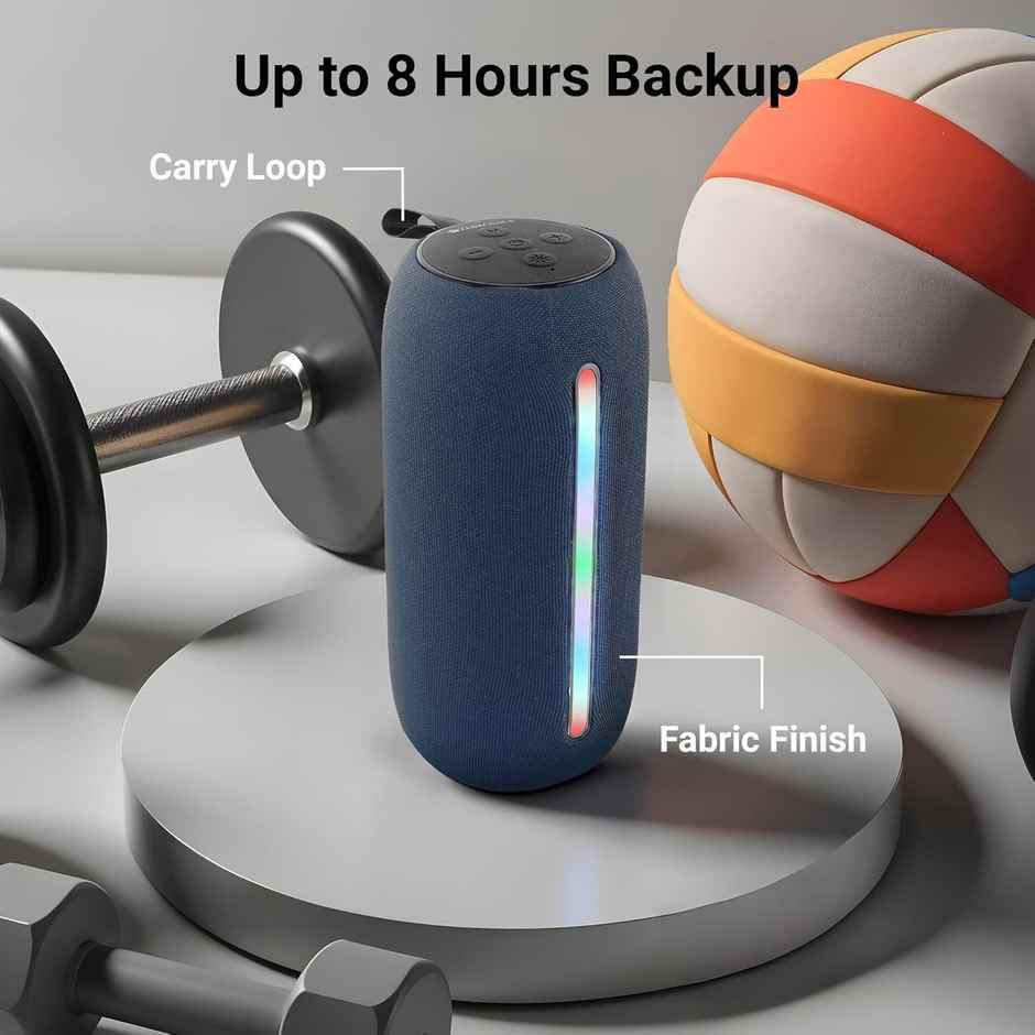 Zebronics Sonic Pod 20 10W Bt Speaker, 15Hr Playback, Rgb Led, Tws, Usb/Msd/Aux, Blue