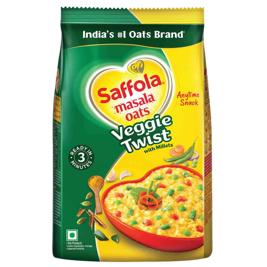 Saffola Masala Oats | Veggie Twist | Anytime Snack | Ready in 3 mins | Millets Goodness |1kg