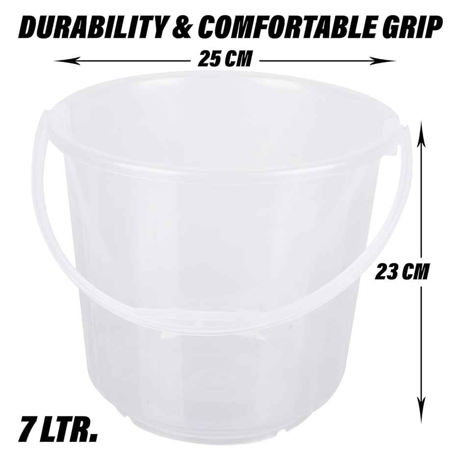 Kuber Industries Plastic Bucket for Cleaning & Storage|Plain Bucket|7 L|Transparent