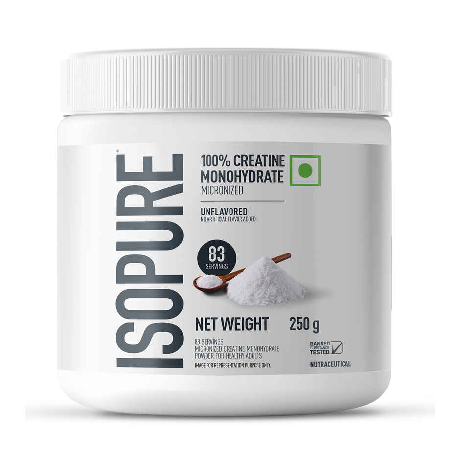 Isopure Creatine Monohydrate Micronized Increase Lean Muscle Mass (250g) & Boldfit Spider Gym Shaker Bottle (1pc) Combo