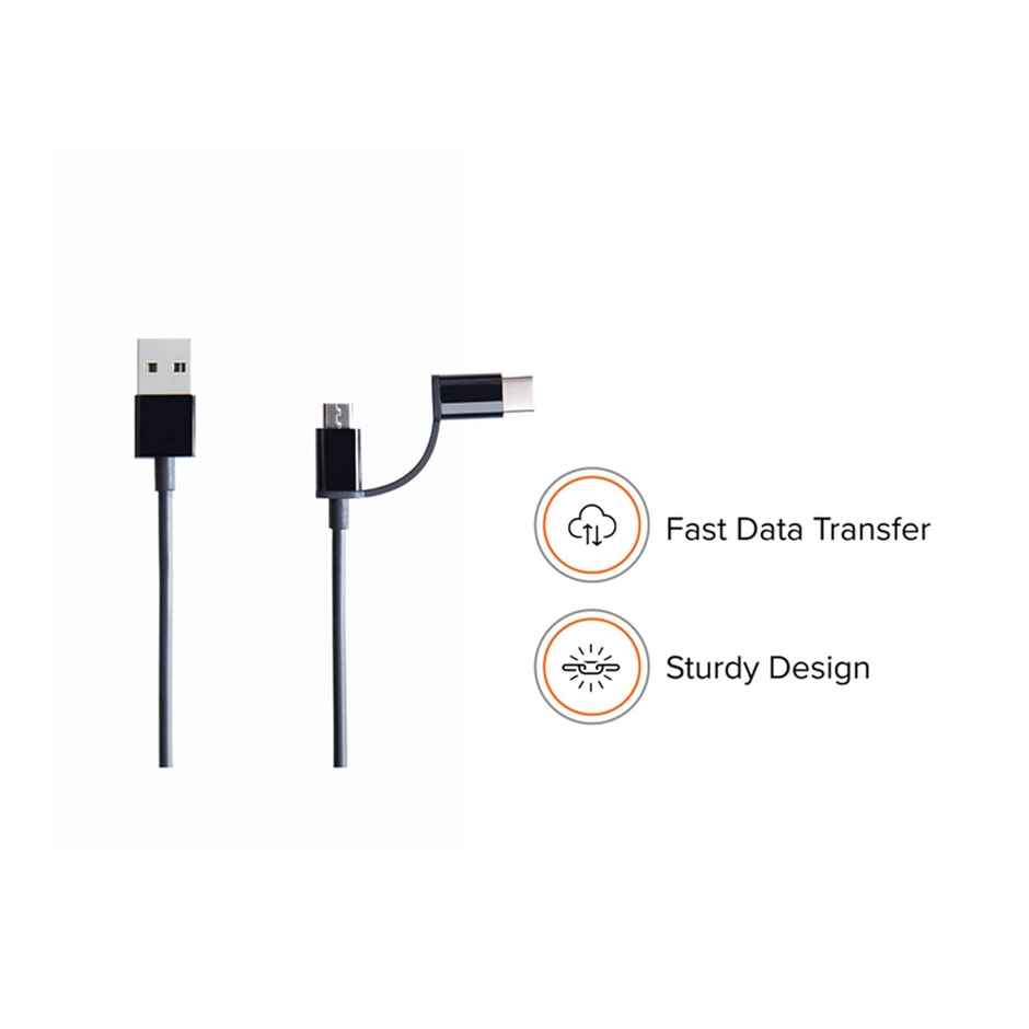Xiaomi 2-In-1 Usb Cable (Micro Usb To Type C) 100Cm Black