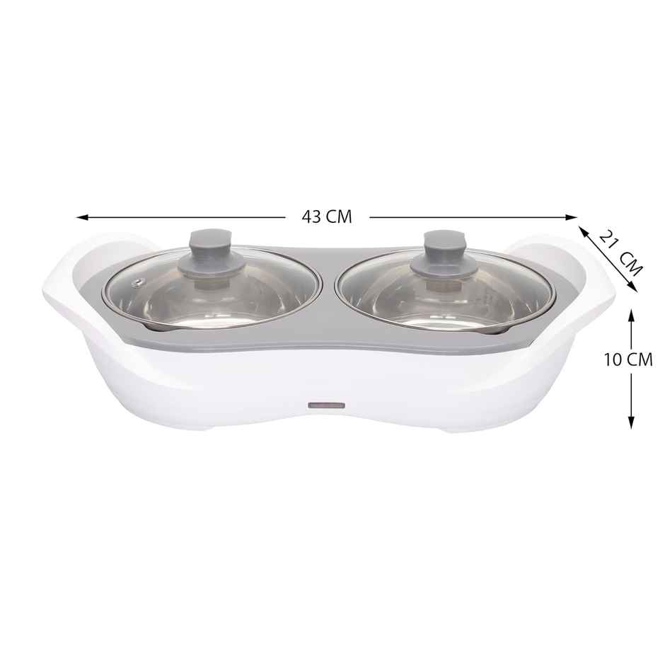 Jaypee Plus E-Warmer Stainless Steel Electric Casserole Set |2 in 1| removable Steel Bowl | White