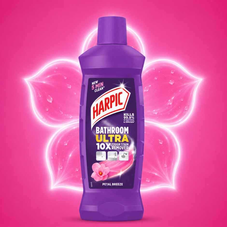 Harpic Original Toilet Cleaner Liquid (600ml) & Harpic Bathroom Ultra 10X Tough Stain Remover Petal (500ml) Combo