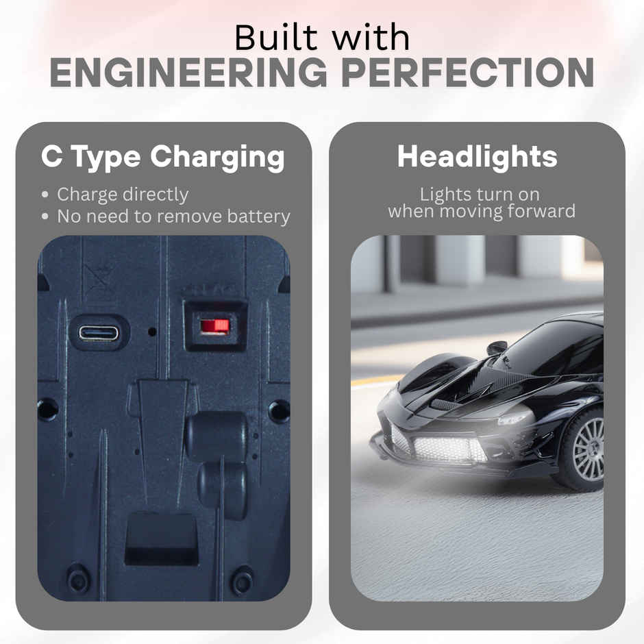 Race N Roll Hi Speed Rechargeable Remote Control Car 1:24 - Fer Black